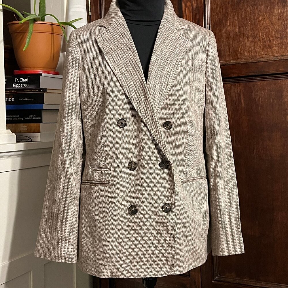 J CREW BRISTOL BLAZER LINEN COTTON BLEND SIZE 8 NEW + THOERY MERINO TEE - Picture 3 of 15